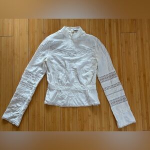 Derek Lam White Lace Silk Blouse - with stains